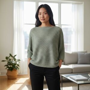 Garnet hill pointele cashmere women’s sweater top size Medium